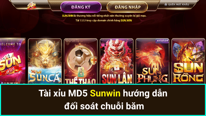 Tài xỉu MD5 Sunwin hướng dẫn đối soát chuỗi băm